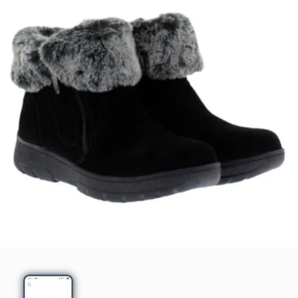 KHOMBU Women's Black Faux Fur Ankle Boots - Picture 4 of 5